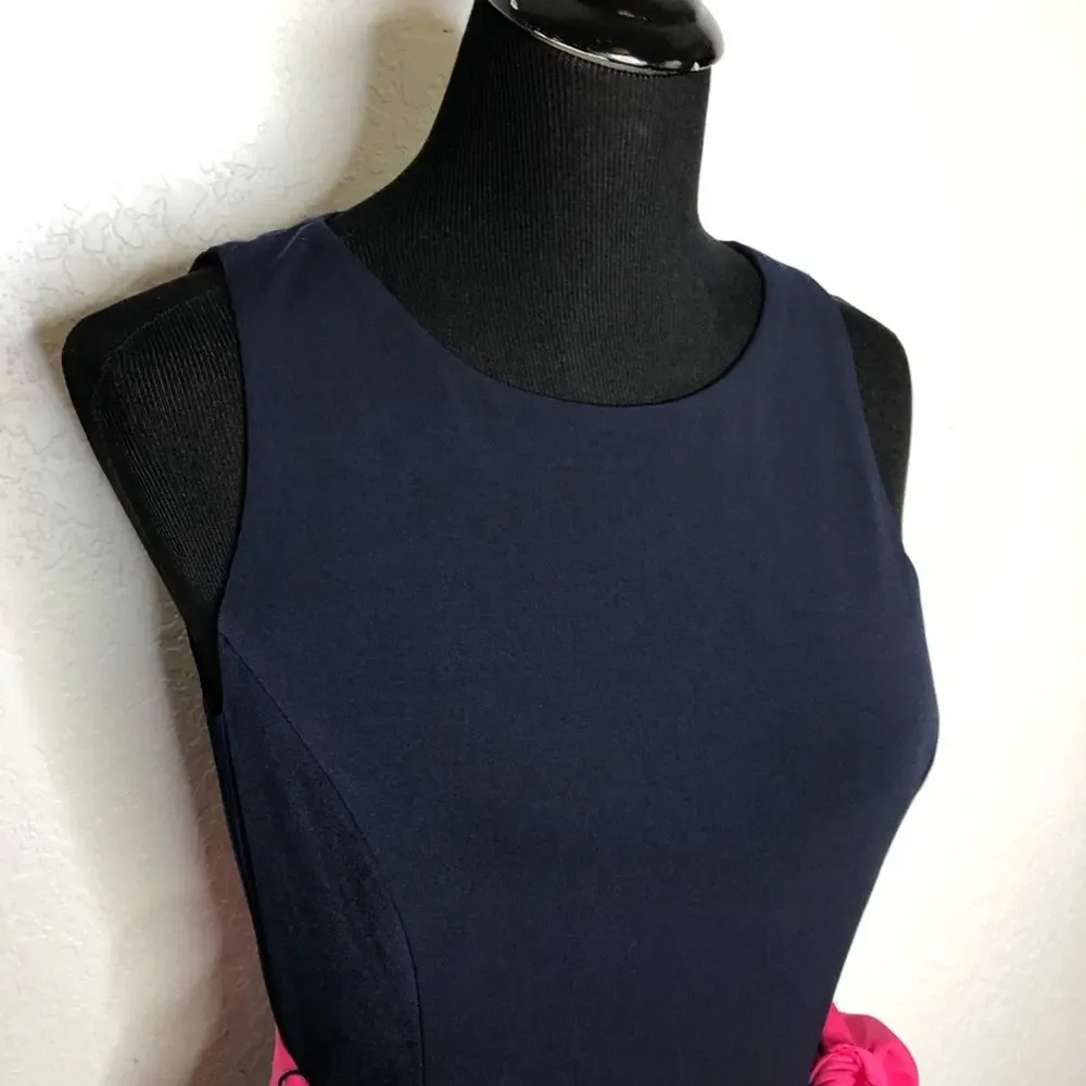 Eliza J navy pink orange scarf print sleeveless maxi dress size 8